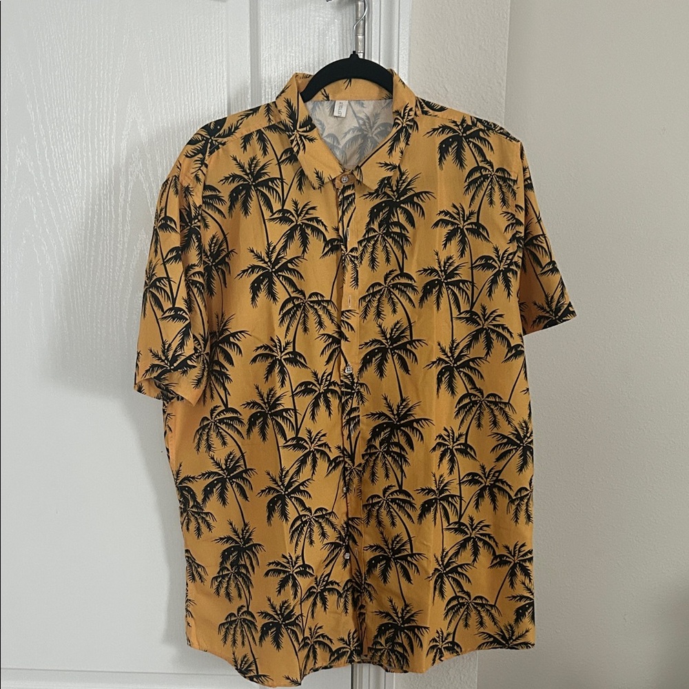 Men's Yellow Palm Tree Print Shirt